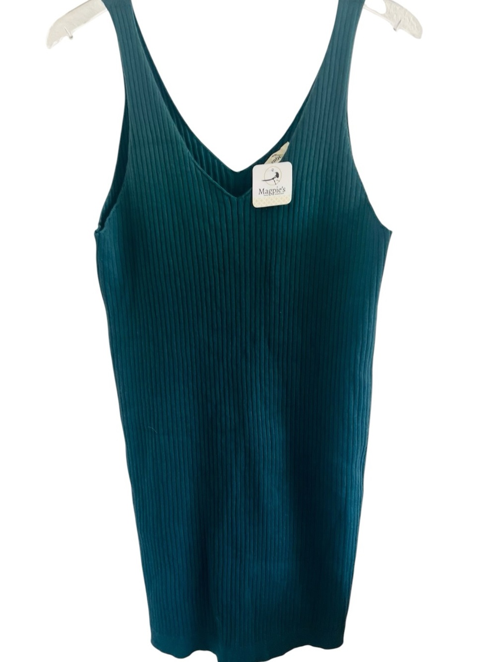 entro Teal Ribbed V‑Neck Top
